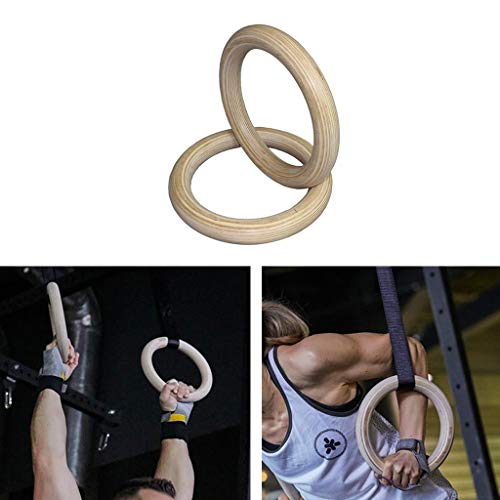 Gym Rings, 1 Piece Wooden Gymnastic Rings, Fitness Heavy Duty Training Ring for Gym Equipment for Workout, Strength Training, Pull Ups and Dips - 28 Mm /32 Mm