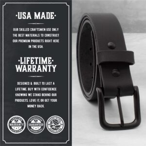 Main Street Forge The Huntsman - Full Grain Leather Black Belt - Made in USA - Men's Leather Belt