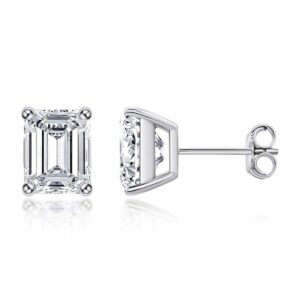 AINUOSHI Women Stud Earrings Emerald Cut Sterling Silver Earrings for Women Cubic Zirconia Hypoallergenic Piercing Earring Anniversary Birthday Gifts for Her Women Men