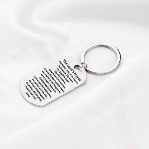 Gzrlyf The Lord's Prayer Keychain Our Father who Art in Heaven Matthew 6:9-13 Religious Gifts (Dog Tag Keychain)