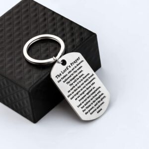 Gzrlyf The Lord's Prayer Keychain Our Father who Art in Heaven Matthew 6:9-13 Religious Gifts (Dog Tag Keychain)