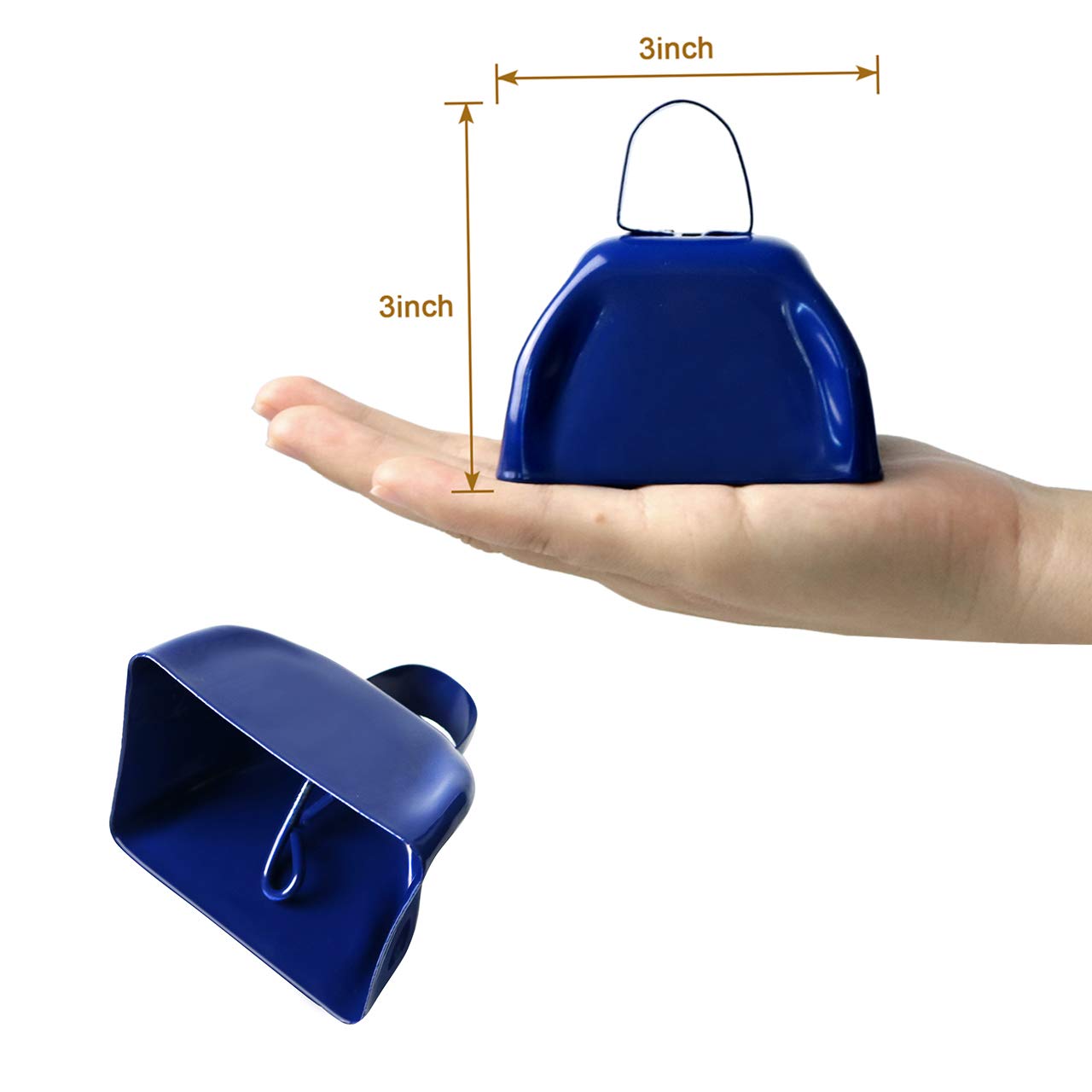 12 PCS Metal Cowbell with Handle, FOVERN1 Blue Cowbell Bulk 3 Inch, Mini Bells, Noise Makers for Football Games, Sporting Events, New Year’s Eve, Celebrating and More