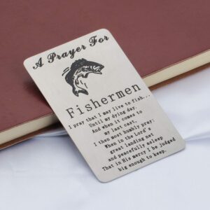 PLITI Fisherman Prayer Gifts Fishing Wallet Insert Christian Gifts Fishing Gift Fishermen Gift Fathers Day Gift For Dad Grandfather Godfather Fishing Buddy Gifts Nautical Gifts