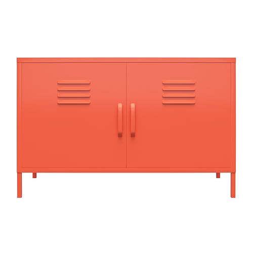 Novogratz Cache 2 Door Metal Locker Accent Storage Cabinet, Orange