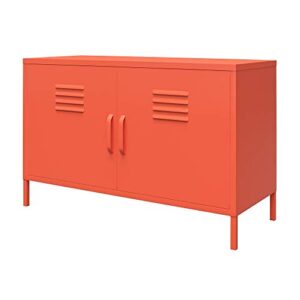 Novogratz Cache 2 Door Metal Locker Accent Storage Cabinet, Orange