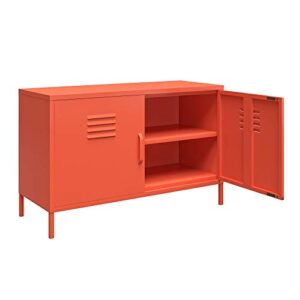 Novogratz Cache 2 Door Metal Locker Accent Storage Cabinet, Orange