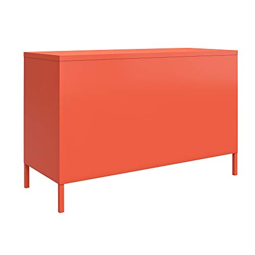 Novogratz Cache 2 Door Metal Locker Accent Storage Cabinet, Orange