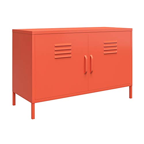 Novogratz Cache 2 Door Metal Locker Accent Storage Cabinet, Orange