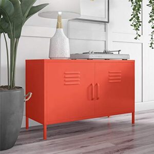 Novogratz Cache 2 Door Metal Locker Accent Storage Cabinet, Orange