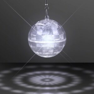 Nickel Plastic Ball Earrings with LED Light Projecting Disco Ball Light Up in White