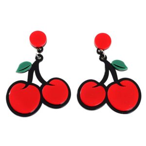 Fashion Earrings For Women,Funny Watermelon Lemon Strawberry Fruit Series Dangle Ear Studs Earrings - Cherry**