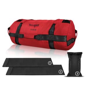 Yes4All Sandbags for Working Out, Adjustable Sand bags for Weight Training with Handles - Red - L