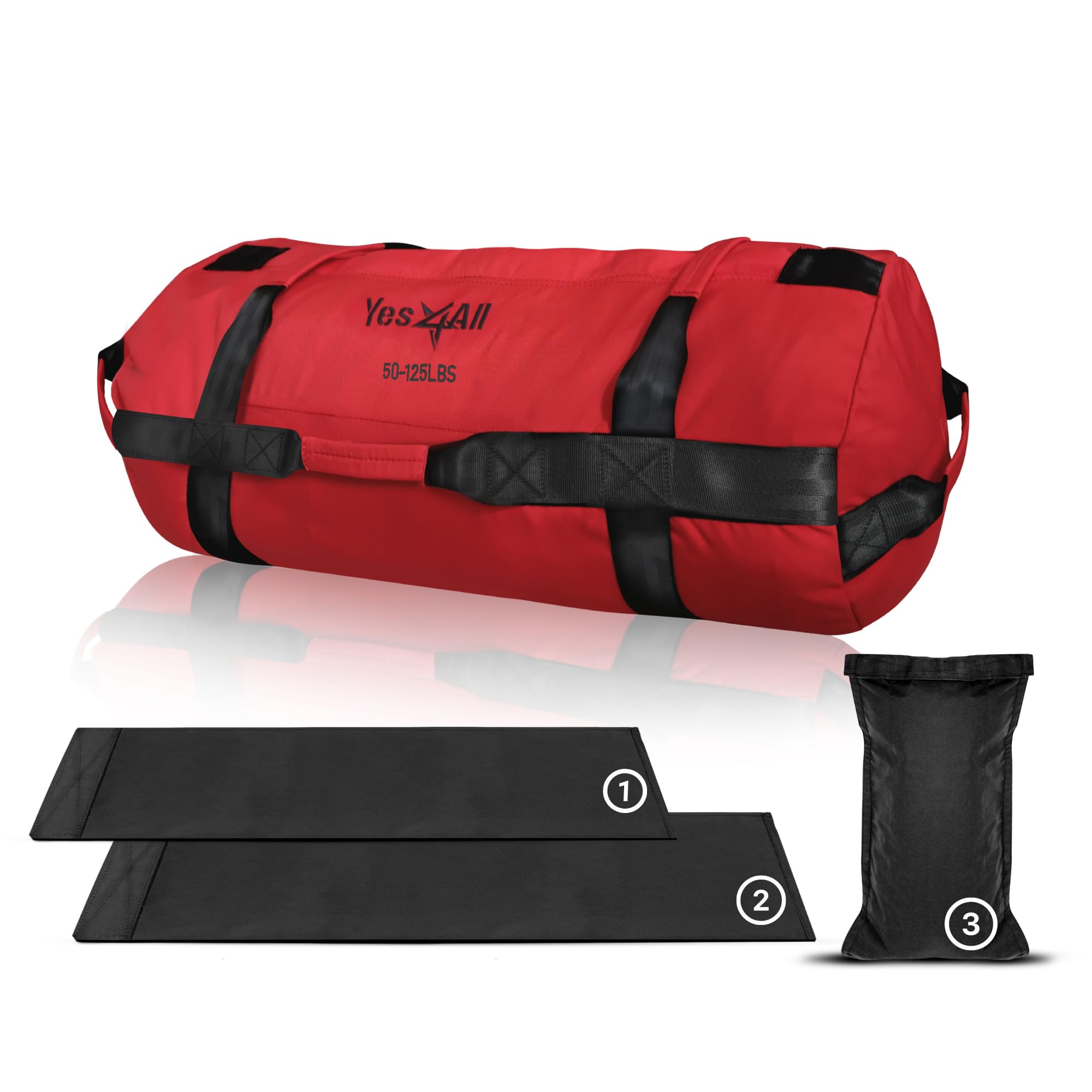 Yes4All Sandbags for Working Out, Adjustable Sand bags for Weight Training with Handles - Red - L