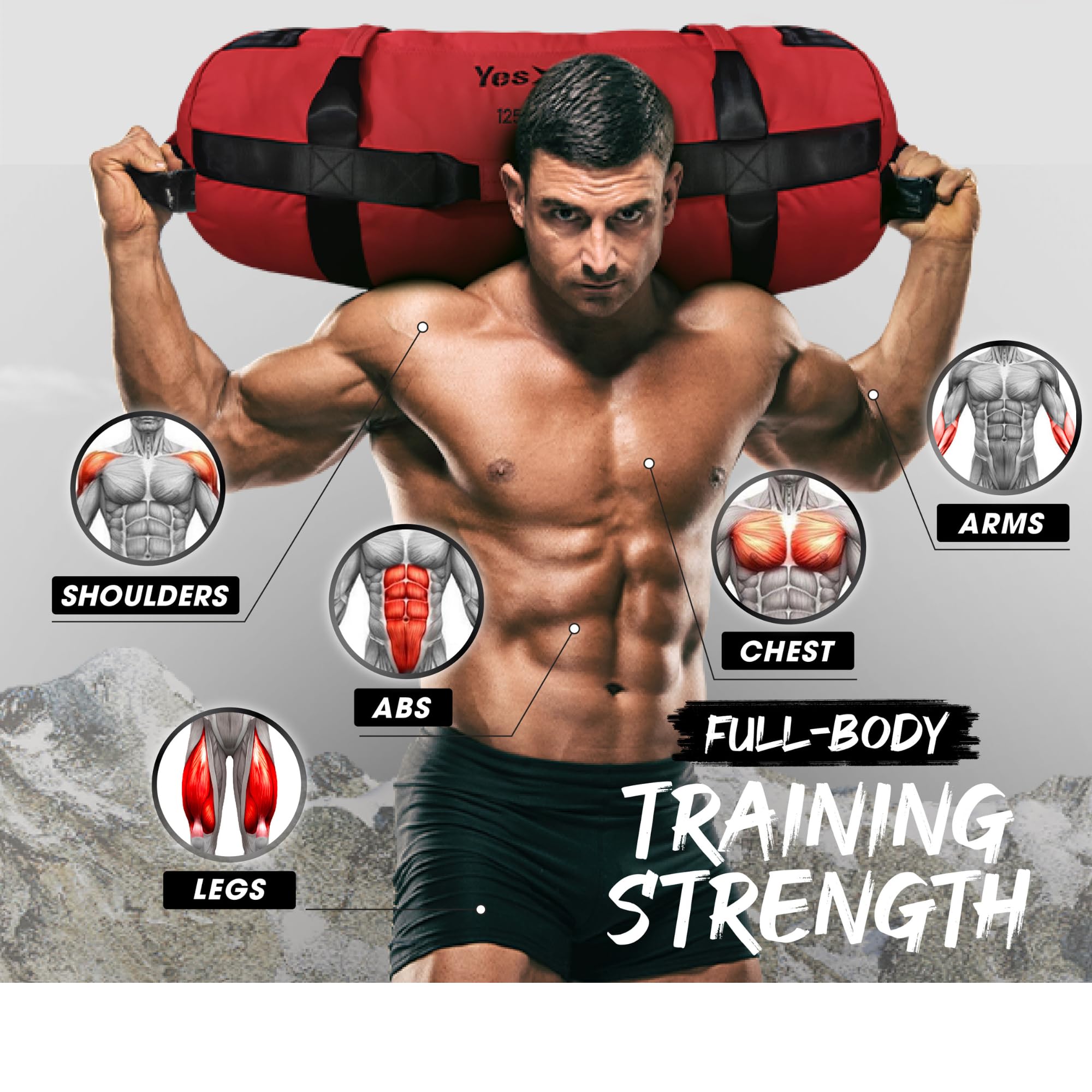 Yes4All Sandbags for Working Out, Adjustable Sand bags for Weight Training with Handles - Red - L