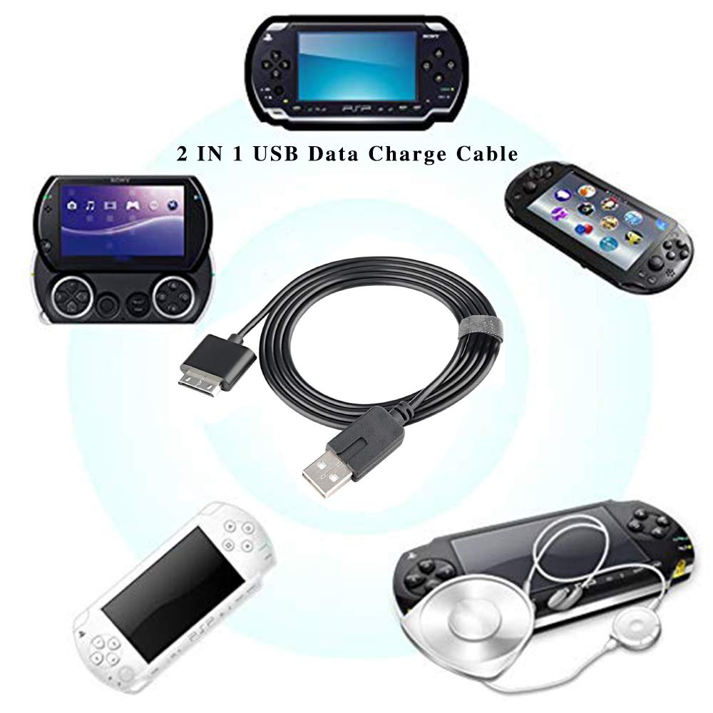 Compatible for PSP Go Charger Cable, Data and Charging Cable Fit for Sony PSP Go 2 in 1 USB 2.0 Data Sync Transfer and Power Charger Cable Cord & Ultra Clear Guard Film 1 Pack WPAICHENG