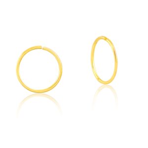 18k Solid Yellow Gold Helix Hoop Cartilage Earrings Piercing or Nose Ring Hoop 9 mm for Teens and Women