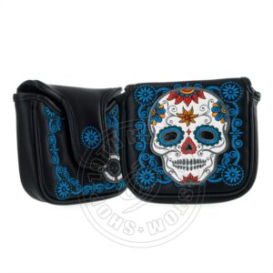 dia de los muertos sugar skull golf high-moi mallet putter headcover, black