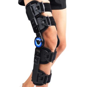 orthomen hinged rom knee brace, post op knee brace for recovery stabilization, acl, mcl and pcl injury, adjustable medical orthopedic support stabilizer after surgery, women and men