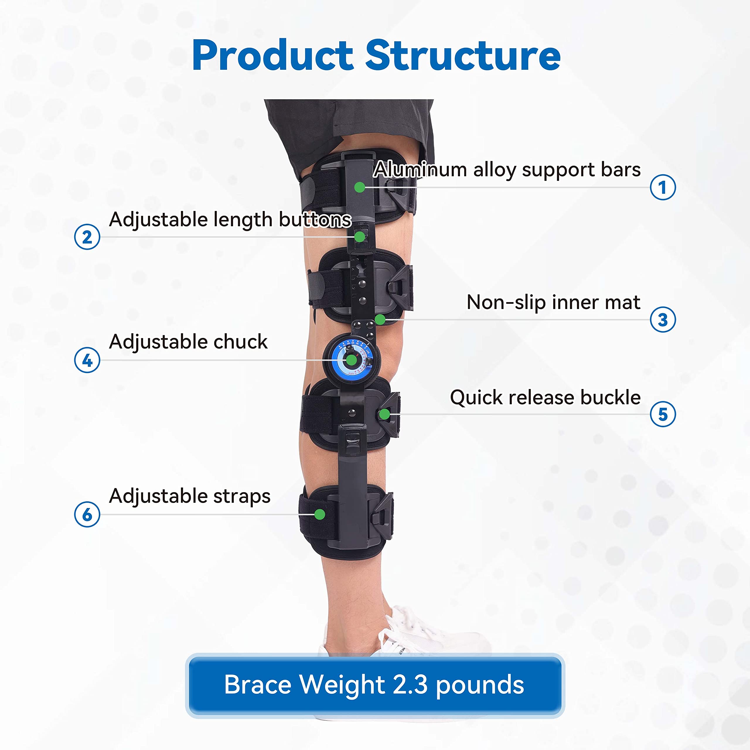 Orthomen Hinged ROM Knee Brace, Post Op Knee Brace for Recovery Stabilization, ACL, MCL and PCL Injury, Adjustable Medical Orthopedic Support Stabilizer After Surgery, Women and Men