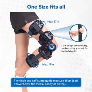 Orthomen Hinged ROM Knee Brace, Post Op Knee Brace for Recovery Stabilization, ACL, MCL and PCL Injury, Adjustable Medical Orthopedic Support Stabilizer After Surgery, Women and Men