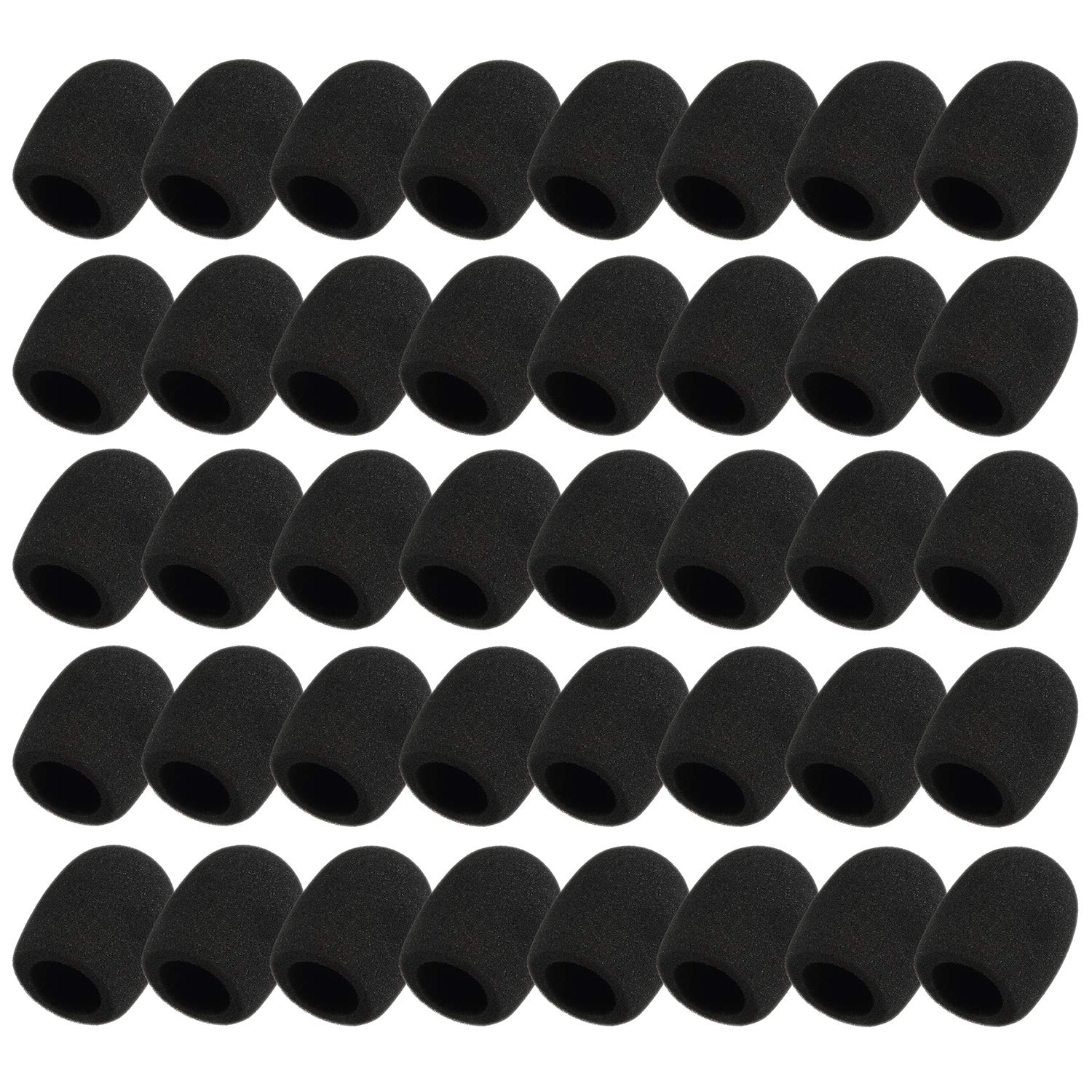 Foraineam 40 Pack Foam Mic Covers Handheld Microphone Windscreen Black Mic Sponge Foam Cover Shield