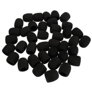 Foraineam 40 Pack Foam Mic Covers Handheld Microphone Windscreen Black Mic Sponge Foam Cover Shield