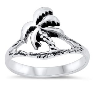 closeoutwarehouse sterling silver palm tree beach ring size 7