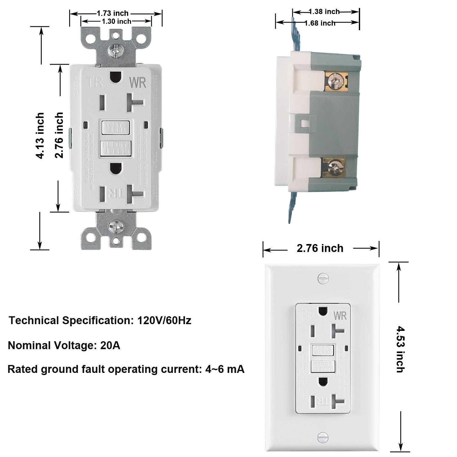 GFCI Outlet 20 Amp Wall Outlets Duplex Outlet Receptacle with LED Indicator,Self-Test, Weather Resistant, Tamper Resistant, UL Listed, Decor Wallplate Included (10)