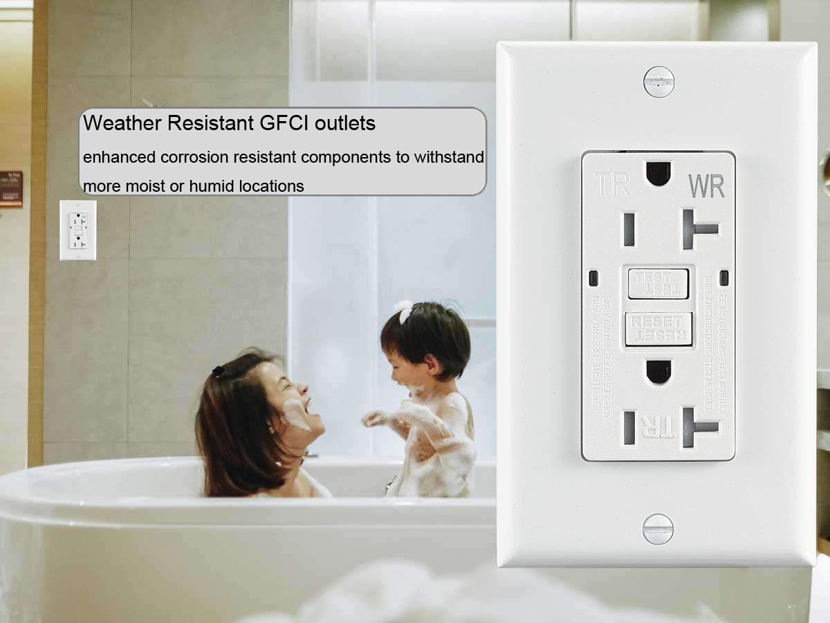 GFCI Outlet 20 Amp Wall Outlets Duplex Outlet Receptacle with LED Indicator,Self-Test, Weather Resistant, Tamper Resistant, UL Listed, Decor Wallplate Included (10)