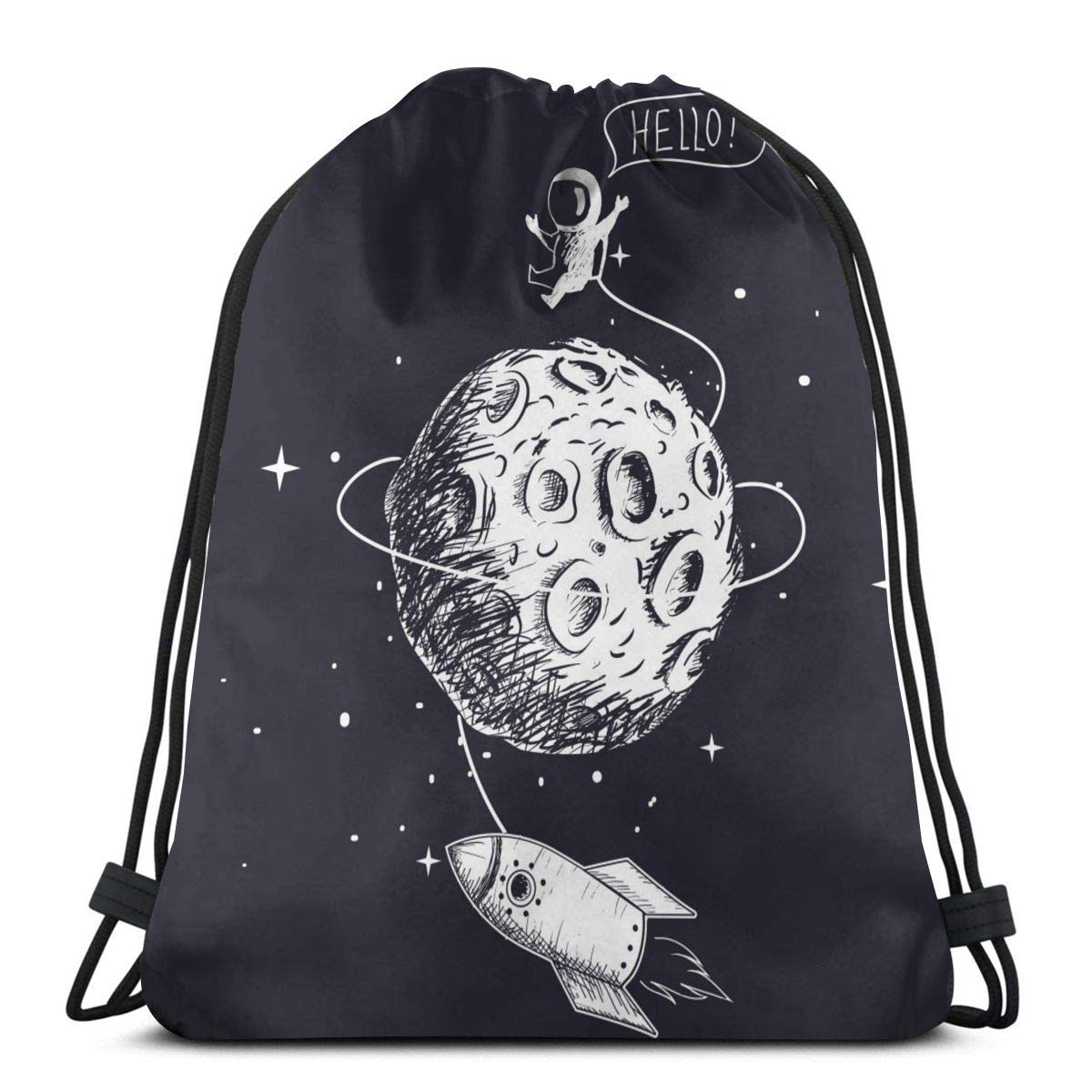 YISHOW Astronaut Spaceship Moon Palnet Unisex Drawstring Backpack Bag Sport Gym Travel Sackpack