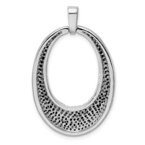 925 Sterling Silver Round Black and White Cubic Zirconia Open Fancy Oval Shape Pendant Fine Jewelry For Women Gifts For Her