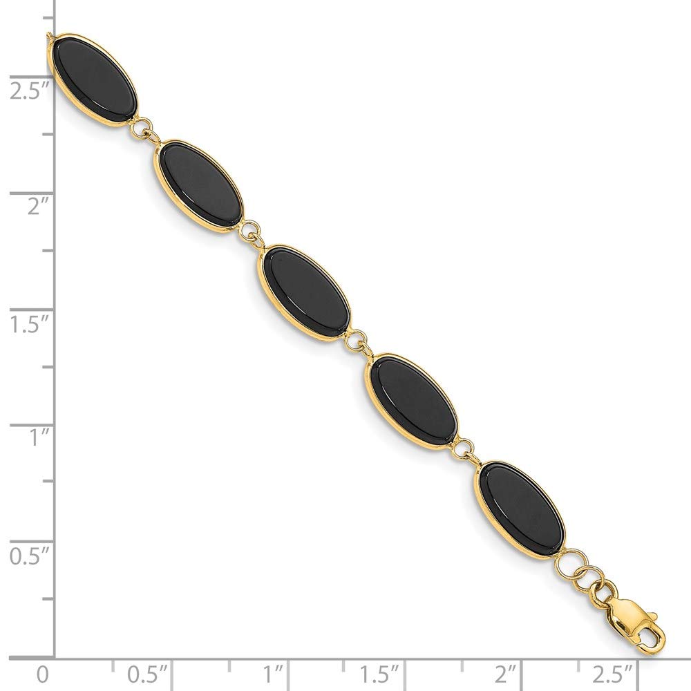 14k Yellow Gold Genuine Fancy Onyx Bracelet Fine Jewelry For Women Gifts For Her, 8.25"