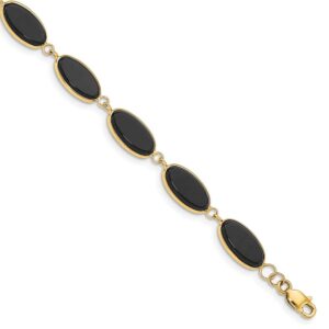 14k yellow gold onyx bracelet fine jewelry for women gifts for her, 7.25"