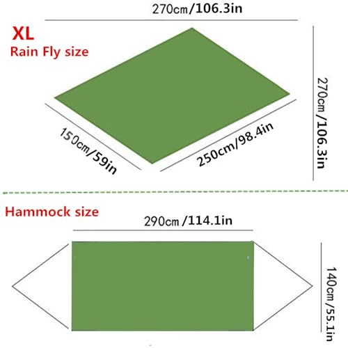 Camping Hammock with Rain Fly Tarp and Mosquito Net with Tree Straps，1/2 Person Portable Hammocks with Rain Cover for Indoor Outdoor Backpacking Hiking Travel Yard Activities Green