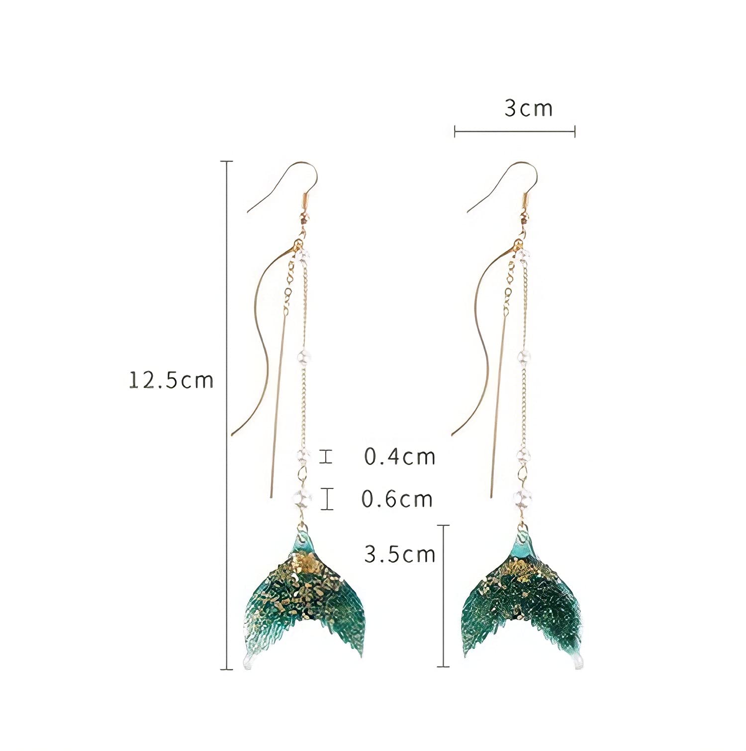 Sequins Mermaid Tail Earrings For Women Fantasy Ocean Princess Earrings Tassel Earrings Creative Ear Hook Translucent Fishtail Pendant Pearl Earrings