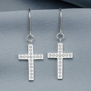 ELEGANZIA Dangle Cross Earrings for Women Sterling Silver Cubic Zirconia Christian Religious Minimalist Jewelry