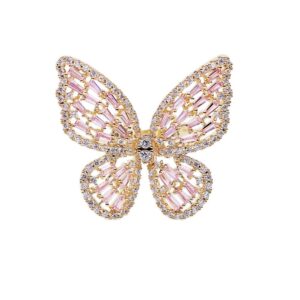 cubic zirconia butterfly ring sparkling crystal bow-knot knuckle ring wedding jewelry for women