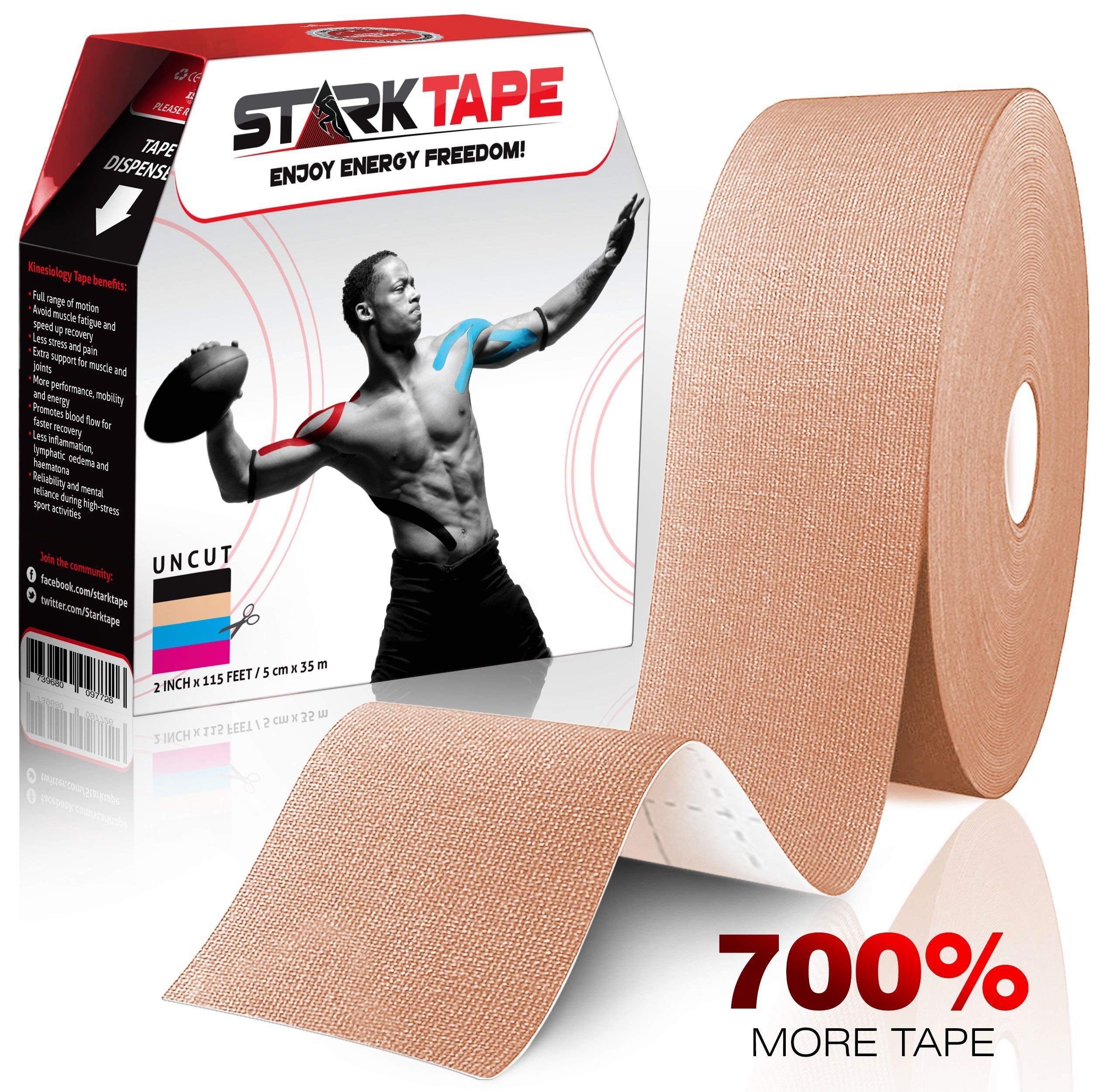 Starktape Kinesiology Tape - Professional 2 Pack Bulk Physio Rolls Sports Tapes for Sensitive Skin. K Physical Therapy Tape for Knee, Shoulder, Ankle, Wrist, Foot, Back Injury Muscle Pain aid