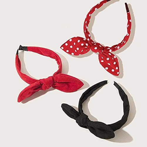 Huachi Bow Headbands for Girls Women Halloween Black Headwrap Cute Turban Hair Hoop Knotted with Bunny Ears Vintage Hair Accessories