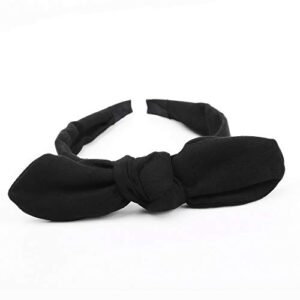 Huachi Bow Headbands for Girls Women Halloween Black Headwrap Cute Turban Hair Hoop Knotted with Bunny Ears Vintage Hair Accessories