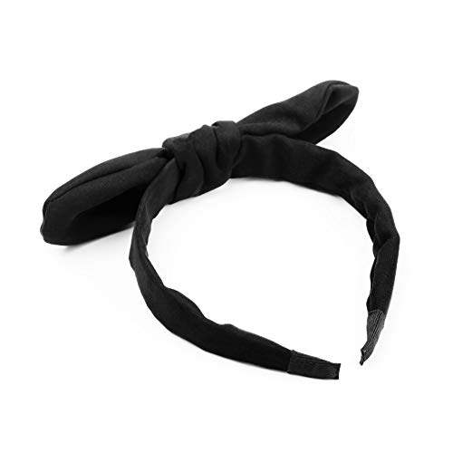 Huachi Bow Headbands for Girls Women Halloween Black Headwrap Cute Turban Hair Hoop Knotted with Bunny Ears Vintage Hair Accessories