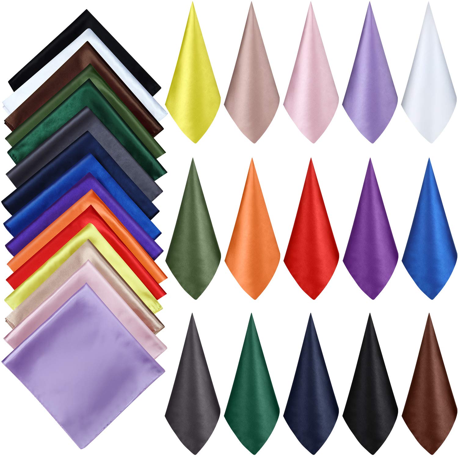 SATINIOR 15 Pieces Women Square Neck Scarf Mixed Solid Colored Neckerchief Head Wraps Scarf Bandana