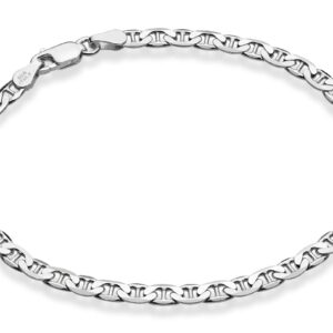 Miabella 925 Sterling Silver Italian 3mm, 4mm Solid Diamond-Cut Mariner Link Chain Anklet Ankle Bracelet for Women, Made in Italy (Width 4mm, Length 10 Inches)