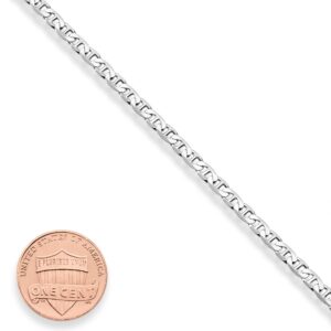 Miabella 925 Sterling Silver Italian 3mm, 4mm Solid Diamond-Cut Mariner Link Chain Anklet Ankle Bracelet for Women, Made in Italy (Width 3mm, Length 9 Inches (X-Small))