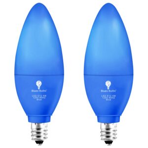 2 pack bluex led candle blue light bulb - 4w (40watt equivalent) - e12 base blue led blue bulb, party decoration, porch, home lighting, holiday lighting, chandelier light bulbs, candelabra bulbs