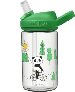 eddy+ kids bpa-free water bottle with straw, 14oz, playful pandas