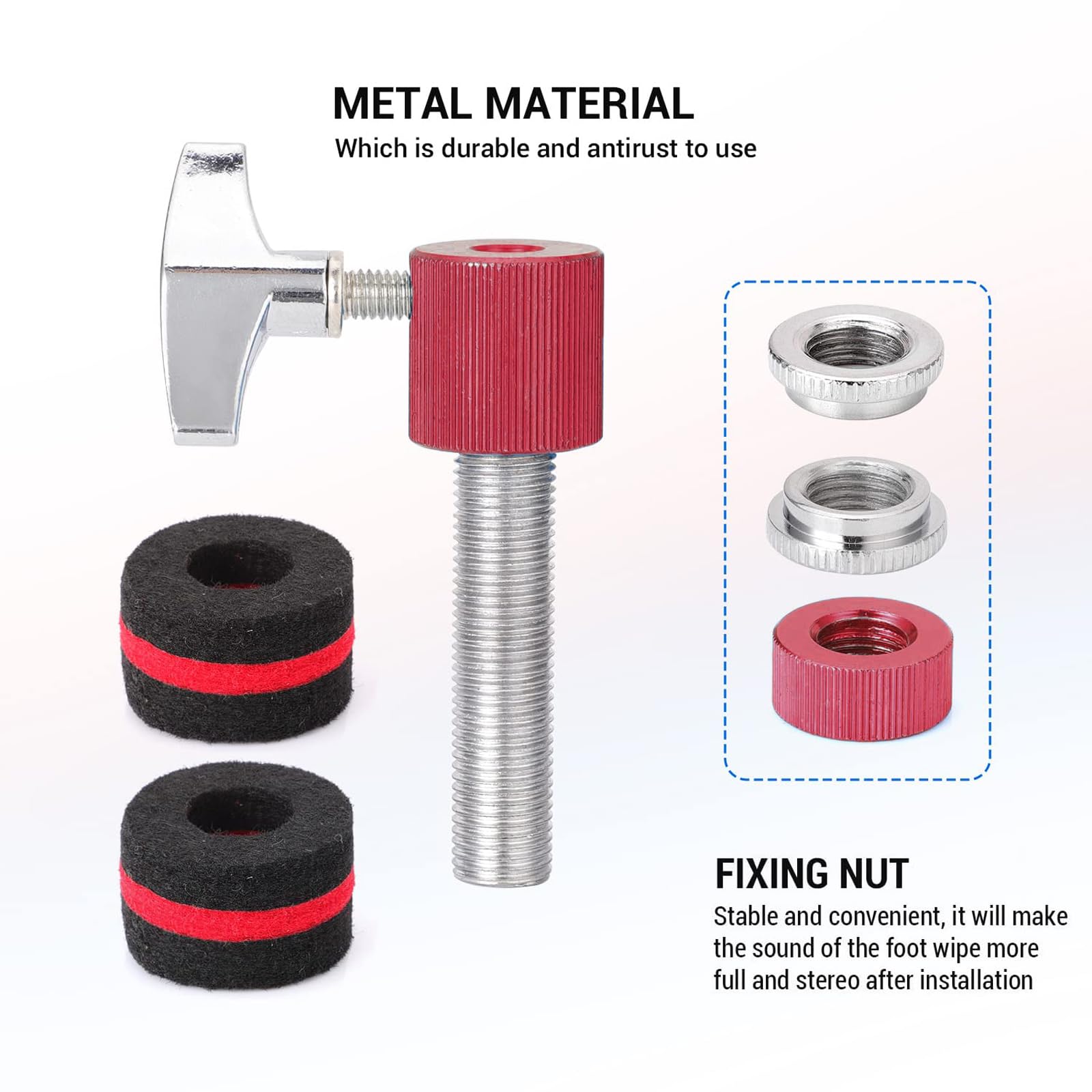 Facmogu Standard Hi-Hat Clutch, Fit for 7mm Rod, Aluminum Alloy Hi Hat Clutch Hi-hat Stand Post Jazz Drum Clutch for Hi Hat Drop Clutch Cymbal Jazz Drum Parts Accessories - Red