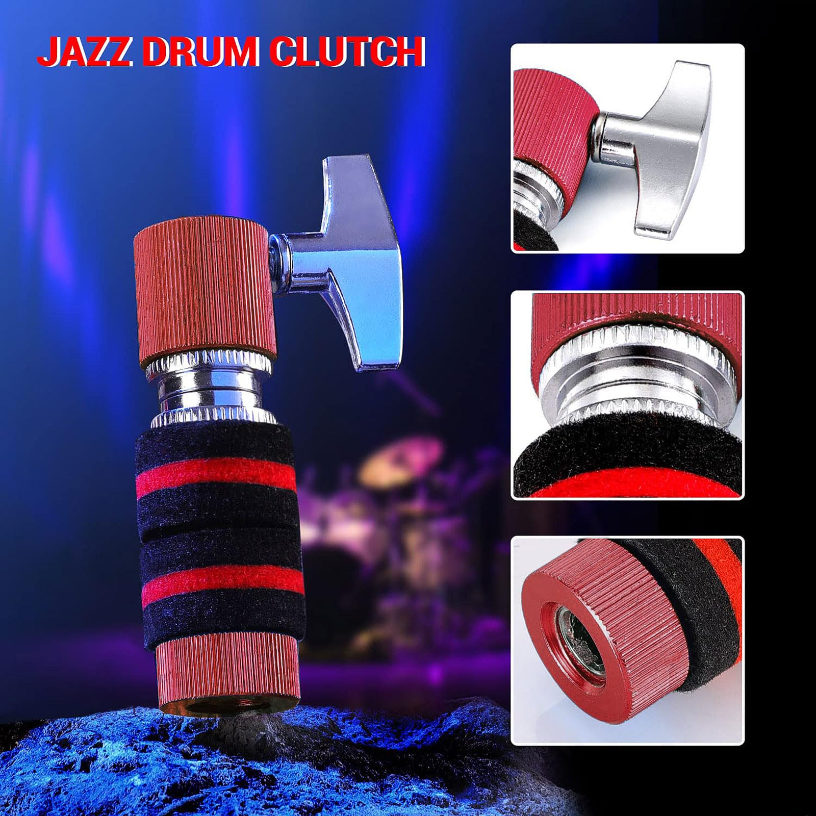 Facmogu Standard Hi-Hat Clutch, Fit for 7mm Rod, Aluminum Alloy Hi Hat Clutch Hi-hat Stand Post Jazz Drum Clutch for Hi Hat Drop Clutch Cymbal Jazz Drum Parts Accessories - Red