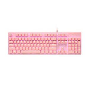 i-rocks K75M Mechanical Keyboard - 104 Keys - with Cherry MX Brown Switches, PBT Keycaps, Backlit LED Light and Shortcut Keys - Programmable Light & Macro Recorder (Pink)