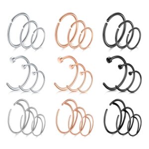 fectas nose ring surgical steel 20g gauge 8mm 10mm 12mm piercing hoops jewelry 27pcs